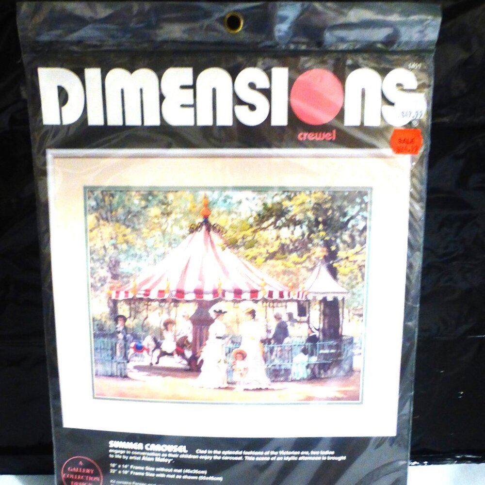 1992 Dimensions SUMMER CAROUSEL Crewel Alan Maley Victorian Gallery Collection